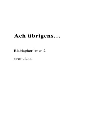 cover image of Ach, übrigens...